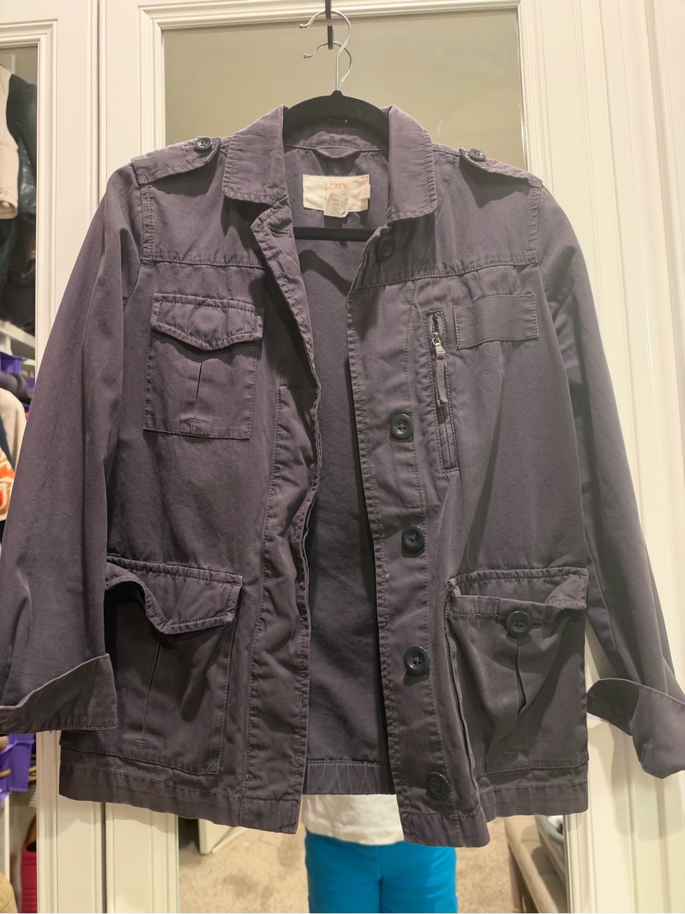 J.Crew Vintage 2010 Cotton Utility Military Jacket Washed Black Size 2